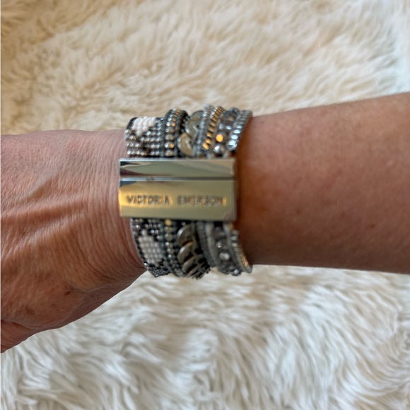 Victoria Emerson Silver and Gray Multi-Layer Bracelet - Picture 5 of 7